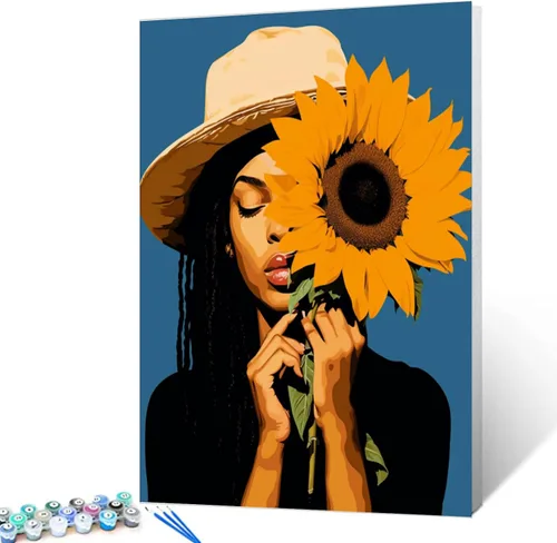 Miniatura 2 de Kit de pintura por números Tucocoo de chica negra de moda, lienzo de pintura al óleo DIY con pintura acrílica para niños, estudiantes, adultos Chica