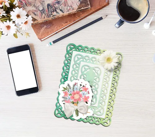 Miniatura 4 de Troqueles de corte de marco rectangular anidado para hacer tarjetas y decoraciones de álbumes de fotos, troqueles de encaje floral hueco, plantillas
