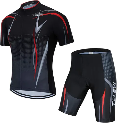 PSPORT Pantalones cortos de ciclismo para hombre, color negro, ropa de bicicleta, manga corta