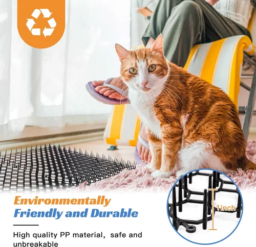 Miniatura 5 de Tapete de 16 x 13 pulgadas para gatos, paquete de 10 alfombrillas para gatos con púas – Solución disuasoria de mascotas para interiores y exteriores