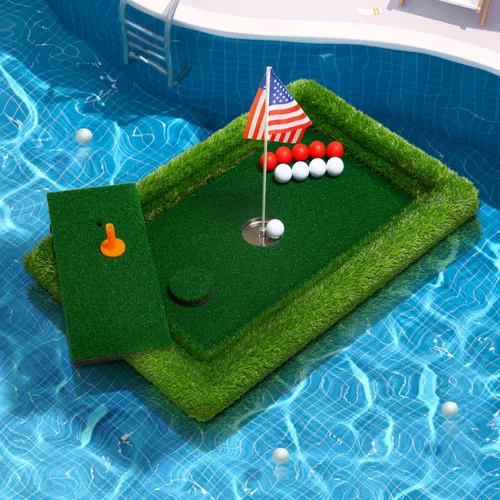 Miniatura 9 de Verde de golf flotante para piscina, varios tamaños (35"x24"/47"x35"/63"x47") para adaptarse a tus necesidades, green de chipping flotante, ideal