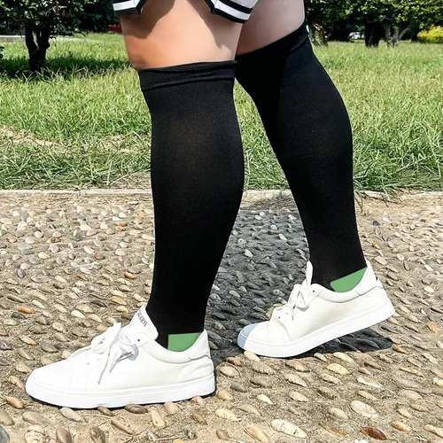 Miniatura 4 de Calcetines de compresión de talla grande para mujeres y hombres, medias de compresión hasta la rodilla de 20-30mmHg, calcetines de soporte, XL-4XL