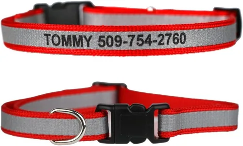 Miniatura 5 de GoTags Collares reflectantes extra pequeños para perros, grabado personalizado con nombre de mascota y número de teléfono, collar de perro ajustable