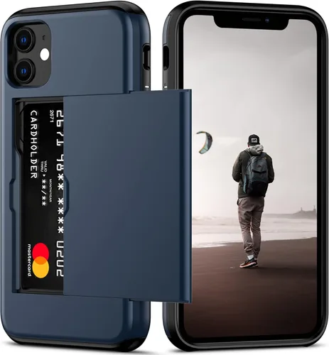 Miniatura 35 de Nvollnoe Funda para iPhone 12/12 Pro con Portarjetas [Almacena 5 Tarjetas] Funda Cartera de Doble Capa Resistente de Servicio Pesado a Prueba