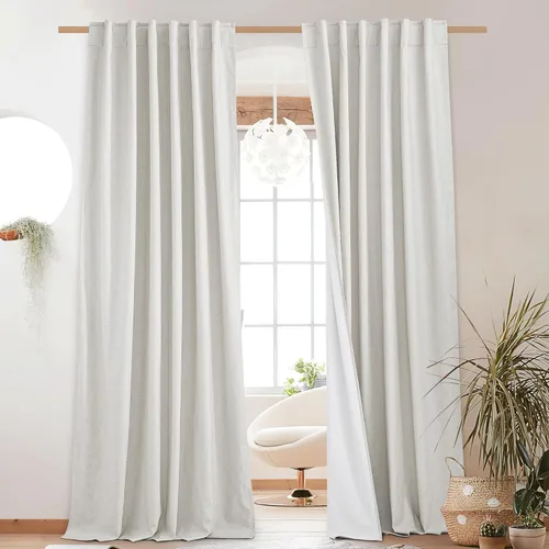 Miniatura 105 de NICETOWN Cortinas 100% opacas de 63 pulgadas de largo, 2 paneles de cortinas cortas con aislamiento térmico con forro para dormitorio, cortinas