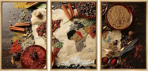 Miniatura 56 de wall26 Lienzo enmarcado para pared, juego de arte de hierbas, verduras y condimentos en madera, alimentos, fotografía cultural, realismo, paisaje