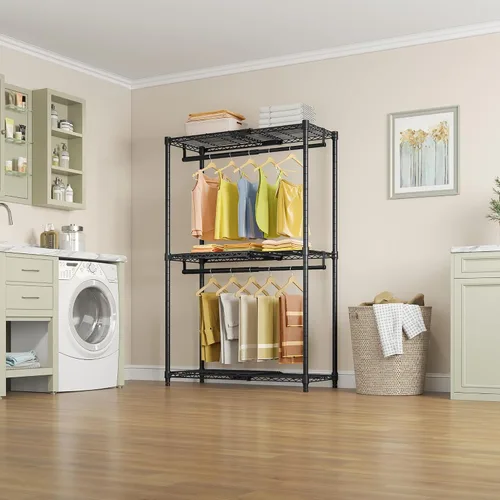 Miniatura 8 de VIPEK X1 - Perchero de ropa expandible resistente, ajustable de 2' a 3'5", con estantes ajustables y varillas para colgar, perchero de metal