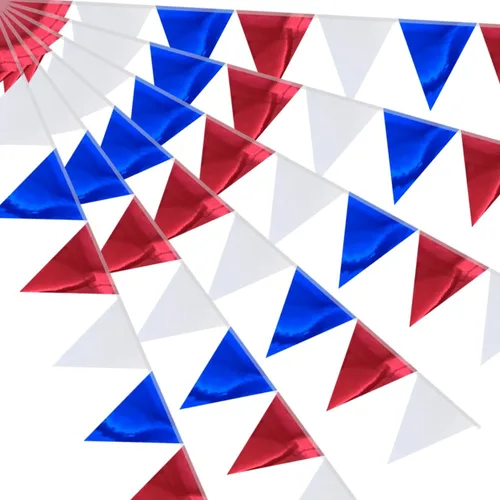 Miniatura 7 de Banderín de camuflaje de 49 pies, banderas triangulares de camuflaje del ejército para decoraciones de fiesta de cumpleaños