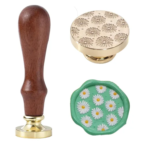 Miniatura 24 de Sello de cera – Sello de cera de sellado de semillas de loto, sello floral y vegetal, cabeza de sello de flor de loto ovalada para tarjetas, sobres