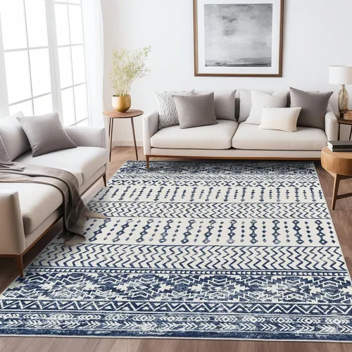 Miniatura 16 de Art&Tuft Alfombra de área de 8 x 10 pies, súper suave, ultrafina, marroquí, lavable, antideslizante, para sala de estar, plegable, geométrica, Gris