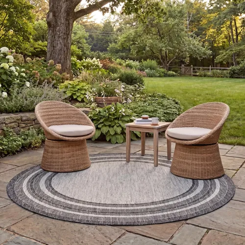 Miniatura 7 de SAFAVIEH Alfombra lavable al aire libre Courtyard Collection – 4' x 5'7", beige oscuro y beige, no desprende pelusa y fácil de limpiar, ideal