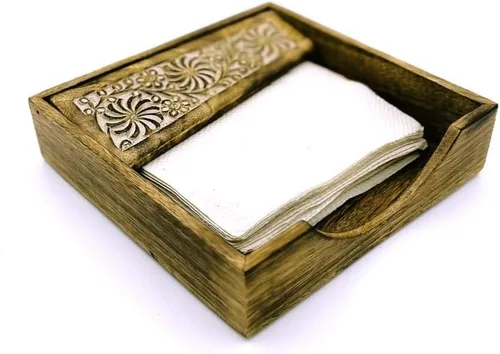 Servilletero de madera – Elegante servilletero para decoración de mesa – Servilleteros clásicos para servilletas de papel – Estilo vintage hecho a