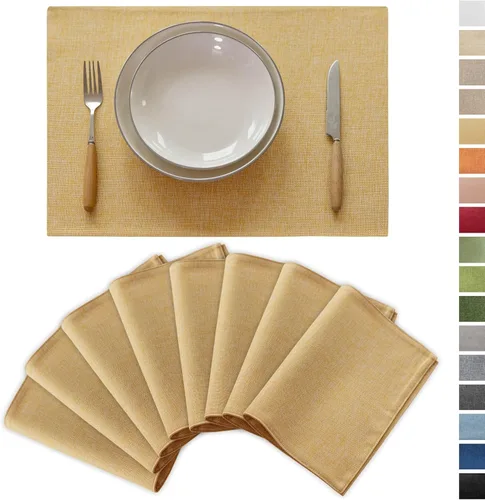 Miniatura 14 de Demetex Juego de 4 manteles individuales de lino resistentes al calor, manteles individuales de arpillera para comedor, cocina, banquete, lino claro