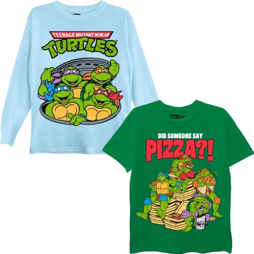 Teenage Mutant Ninja Turtles Paquete de 2 camisetas TMNT para niños pequeños, paquete de 2 camisetas