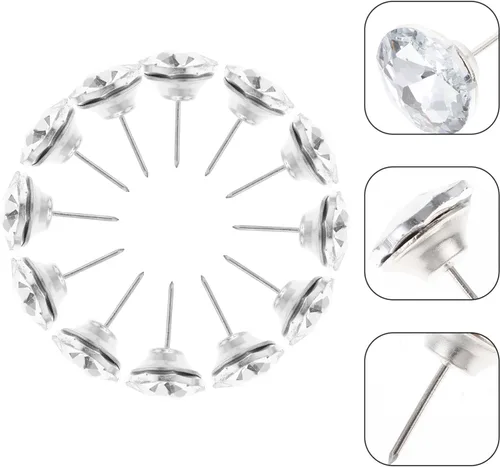 Miniatura 7 de Amosfun Tapicería con botones para tacos, cabecero de muebles de diamante, forma de diamante, 0.984 in, cristal duradero, clavos para cabecero