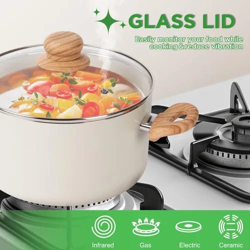 Miniatura 11 de ONGIFT Juego de 23 piezas de ollas y sartenes antiadherentes, juegos de utensilios de cocina, con sartén, cacerola, sartén de saltear, juego
