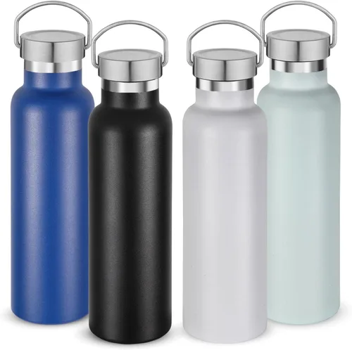 Miniatura 40 de Neihepal Paquete de 4 botellas de agua aisladas de 20 onzas, botella deportiva de doble pared de acero inoxidable con tapa de asa, termo Bubble gum
