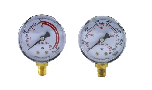 SÜA - Manómetros de baja y alta presión para regulador de acetileno 0-30 psi y 0-400 psi - 2 pulgadas - Rosca de 1/8 '' - LDP