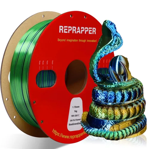 Miniatura 24 de RepRapper Filamento de ácido poliláctico (PLA), paquete de muestra de purpurina multicolor, brillante Galaxy Silk PLA0.069 pulgadas para impresora