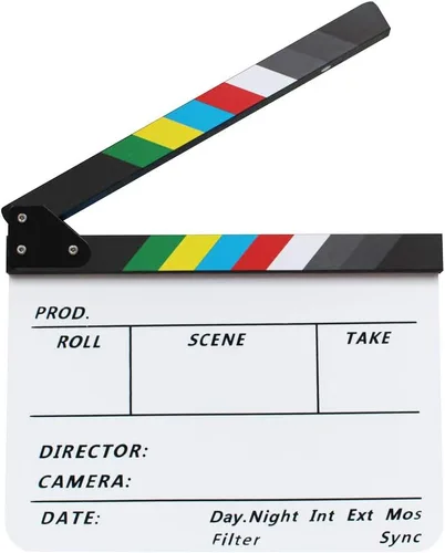 Miniatura 3 de Pizarra de pizarra de película, tablero de acrílico blanco para directores de películas 9.6 x 11.7 In Movie Clapboard Cut Action Scene Prop for