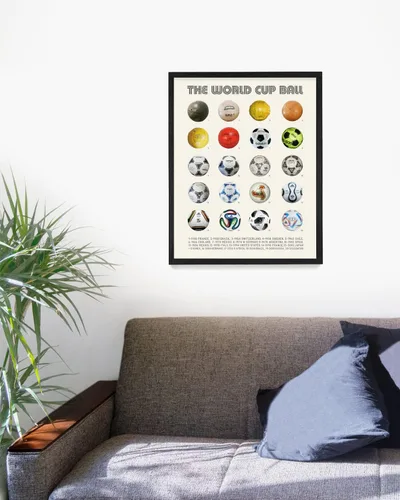 Miniatura 3 de Póster de pelota de la historia de la Copa Mundial, arte de pared de fútbol, decoración del hogar de la casa, regalo de fútbol, impresión enmarcada
