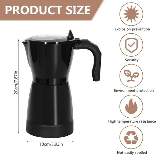 Miniatura 8 de Cafetera eléctrica para café expreso, 10.1 fl oz, 6 tazas de aluminio con protección contra sobrecalentamiento y base desmontable, cafetera italiana