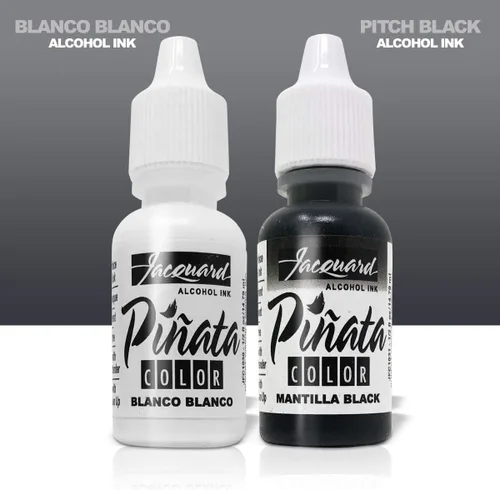 Miniatura 2 de Paquete de tintas de alcohol para piñata jacquard en blanco y negro, blanco y mantilla y 10 herramientas de mezcla de tinta Pixiss