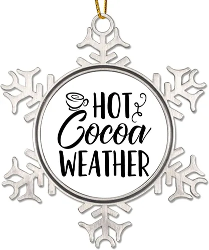 Miniatura 13 de Adornos de Navidad para árbol, cacao caliente, clima, regalos de recuerdo de Navidad, copo de nieve de metal, decoración de árbol de Navidad, citas