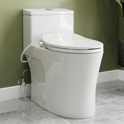 Miniatura 14 de HOROW T0338WG Inodoro de una pieza con botón dorado, inodoro alargado con asiento de comodidad, altura para silla ADA 17.3", descarga doble 0.8/1.28
