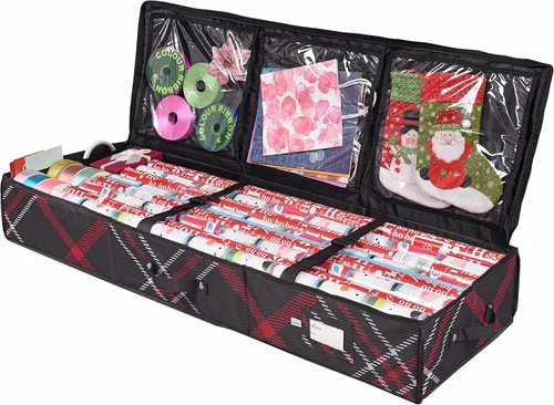 Propik Contenedor de almacenamiento de papel de regalo, organizador de papel de regalo debajo de la cama, 41 x 14 x 6 pulgadas, soporte de caja para