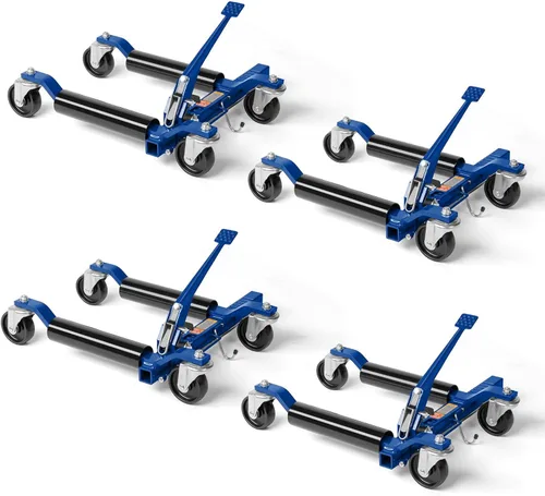 TUFFIOM Juego de 4 gatos para ruedas de automóvil, patines mecánicos de 6000 libras, gato de posicionamiento de vehículo de 12 pulgadas, rodillos