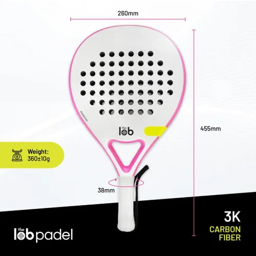 Miniatura 9 de Pala de pádel de fibra de carbono 3K de forma redonda para hombres y mujeres - Potencia y control de precisión, durabilidad, personalizable Rosa