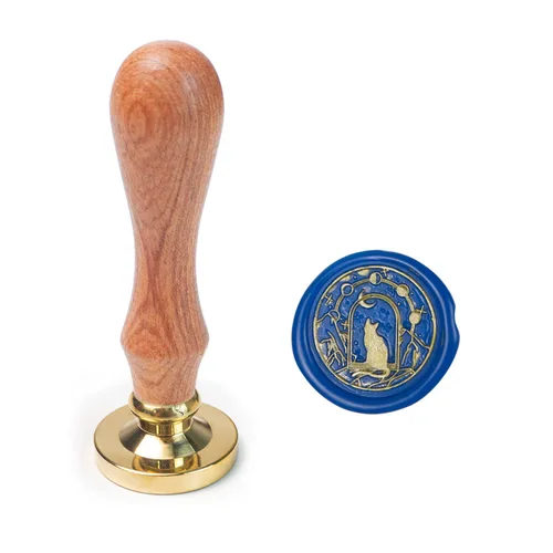 Miniatura 35 de Juego de sellos de cera de animales con 7 cabezas de latón extraíbles y 1 mango de madera, sello de cera retro para gatos, pájaros, mariposa, abeja