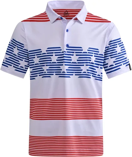 Miniatura 67 de DEOLAX Camisa de golf para hombre, con estampado de moda, atlética, de manga corta, clásica, casual, ajuste seco, suave, para hombres