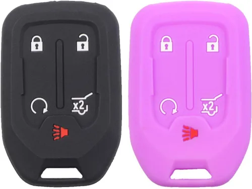 2 piezas de silicona 5 botones Smart Key Fob Cover Remote Keyless Entry Bag Compatible con GMC Acadia Terrain Yukon Chevrolet Suburban Tahoe HYQ1AA