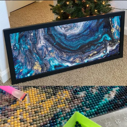 Miniatura 2 de YALKIN Kits de pintura de diamantes grandes 5D para adultos (35.4 x 15.7 pulgadas), imágenes abstractas redondas de broca, arte de arte