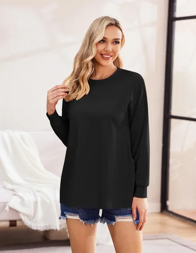 Miniatura 5 de Ekouaer Camisas de maternidad para mujer, manga larga, con abertura lateral, camiseta de embarazo, blusa tipo túnica, ropa casual para mamá
