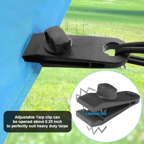 Miniatura 3 de 24 clips de lona y cuerdas elásticas para bolas, abrazaderas de lona, agarre de bloqueo resistente, clips de sujeción para toldo de piscina