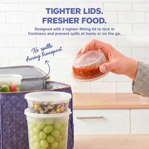 Miniatura 2 de GUSTO [48 juegos - 8 onzas] Contenedores de plástico para almacenamiento de alimentos desechables con tapas herméticas - Contenedores de Slime