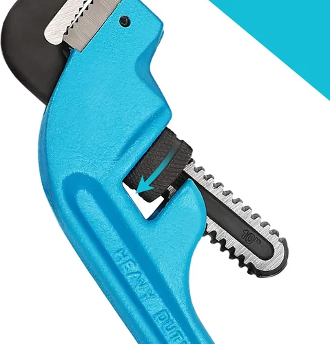 Miniatura 4 de DURATECH Llave de tubo de 10 pulgadas con compensación, llave de tubo de extremo de servicio pesado, mango de hierro fundido, llave de fontanería