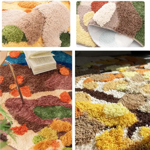 Miniatura 5 de Alfombra de musgo 3D estéreo, alfombra floral, bonita alfombra de baño verde, antideslizante, suave, lanuda y absorbente, alfombra de baño