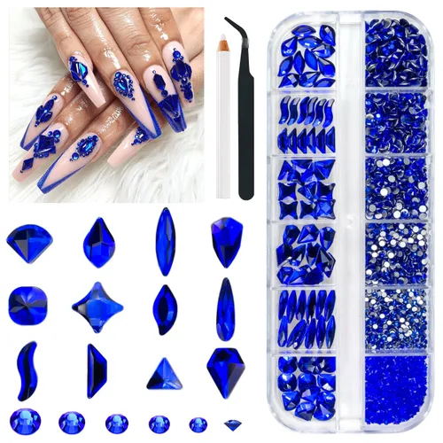 Miniatura 18 de Qiipii 2052 piezas de diamantes de imitación amatista púrpura para uñas, diamantes de imitación de vidrio de color lila claro para uñas, 72 formas