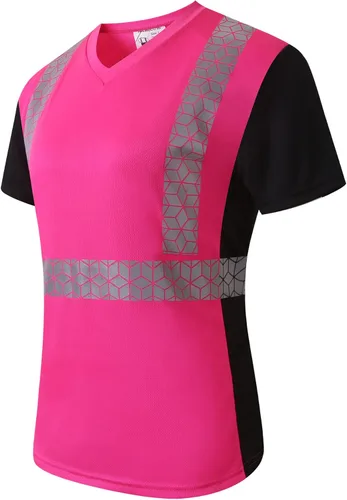 Miniatura 8 de Playera de Seguridad para Mujer, Camiseta Reflectante de Alta Visibilidad para Mujer con Patrón Reflectante Inusual, Manga Corta Transpirable