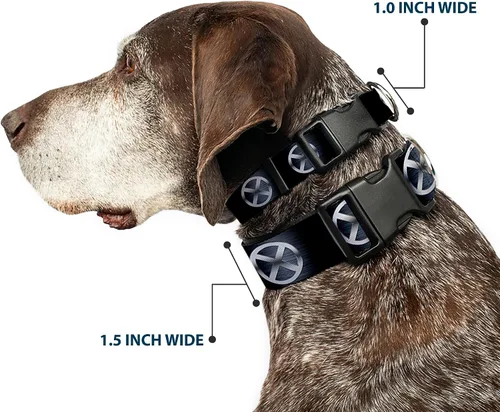 Miniatura 2 de Marvel Comics - Collar para mascotas, collar de perro con hebilla de plástico, X Men X Icon Black Silvers, 11 a 16.5 pulgadas, 1.0 pulgadas de ancho
