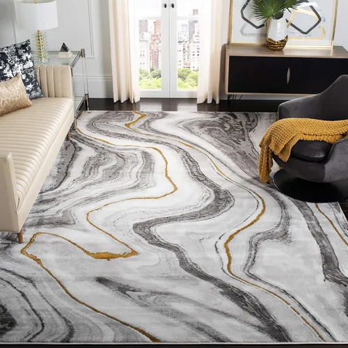 Miniatura 7 de SAFAVIEH Craft Collection - Alfombra decorativa, 2'3" x 4', azul y gris, diseño abstracto moderno, no desprende pelusa y de fácil cuidado, ideal