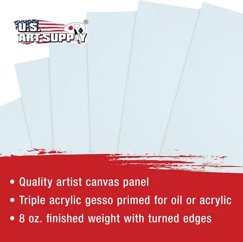Miniatura 4 de U.S. Art Supply Paneles de lienzo artístico de 4 x 4 pulgadas, paquete de 24 unidades, lienzos de algodón pesado de 8 onzas sin ácidos para pintar