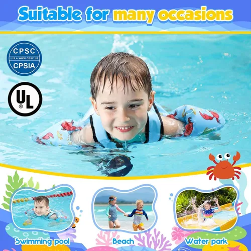 Miniatura 4 de Chaleco de natación para niños pequeños, flotadores para niños de 22 a 66 libras, chaleco de natación extraíble con correa de entrepierna y arnés