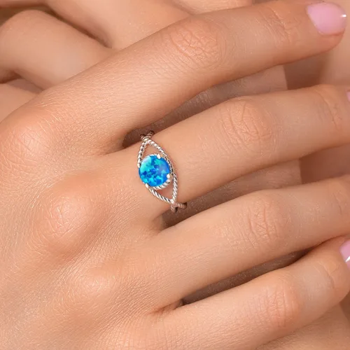 Miniatura 78 de Gem Stone King 7MM Round Gemstone Birthstone Solitaire Ring for Women Twisted Rope Band in 925 Sterling Silver Available in Sizes 5, 6, 7, 8, 9