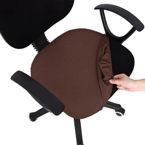 Miniatura 12 de Smiry - Fundas de asiento elásticas para silla de oficina con diseño jacquard, desmontables, lavables, antipolvo, protectores para cojines de silla