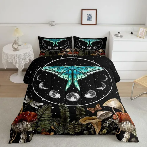 Miniatura 17 de Erosebridal Juego de ropa de cama con diseño de árbol de la vida, juego de edredón de sol y luna, ropa de cama gótica bohemia tamaño individual, 2